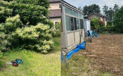 【施工事例】庭木伐採でスッキリ整地されたお庭へ