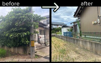 【施工事例 処分費込 42,000円 坂井市】空き家の庭木（アカメガシワ・カナメモチ）を安全伐採｜伐採太郎